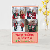 Makkelijke Aangepaste 4 Foto Digitale Kerstkaart Kaart (Gele Bloem)