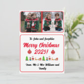 Makkelijke Aangepaste Digitale 2 Foto Kerstkaart Kaart (Staand voorkant)