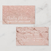 Makkersmarmer-typografie: roos goudglitter visitekaartje (Voorkant / Achterkant)