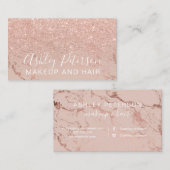 Makkersmarmer-typografie: roos goudglitter visitekaartje (Voorkant / Achterkant)