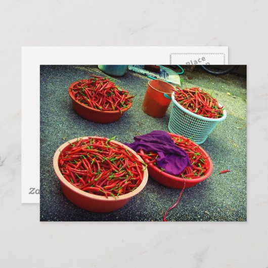 Makketten vol met Chili, Waegwan, Zuid-Korea Briefkaart (Voorkant / Achterkant)