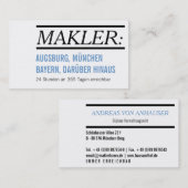 Makler Visitenkarten Visitekaartje (Voorkant / Achterkant)