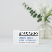 Makler Visitenkarten Visitekaartje (Staand voorkant)