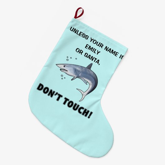 Makohaai: Druk niet op naam Grote Kerstsok (Voorkant (Hangend))