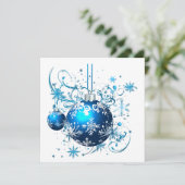 MAKOM1000- Blue Christmas - Blue Christmas Ornamen Feestdagenkaart (Staand voorkant)