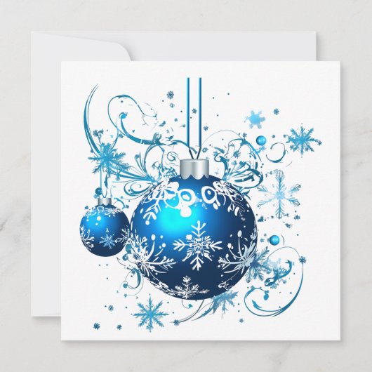 MAKOM1000- Blue Christmas - Blue Christmas Ornamen Feestdagenkaart (Voorkant)