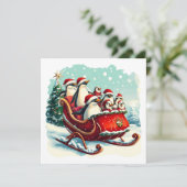 MAKOM1000-Christmas - Penguins in Christmas Sleigh Kaart (Staand voorkant)