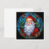 MAKOM1000- Stained Glass Santa Feestdagenkaart (Voorkant / Achterkant)