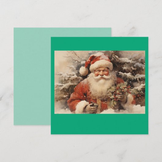 MAKOM1000- Vintage Santa Claus Art Feestdagenkaart (Voorkant / Achterkant)