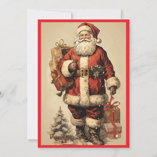 MAKOM1000- Vintage Santa Claus Postcard Feestdagenkaart (Voorkant)