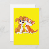 MAKOM ART- Cute dog met kattenafbeelding Dank u we Bedankkaart (Voorkant / Achterkant)