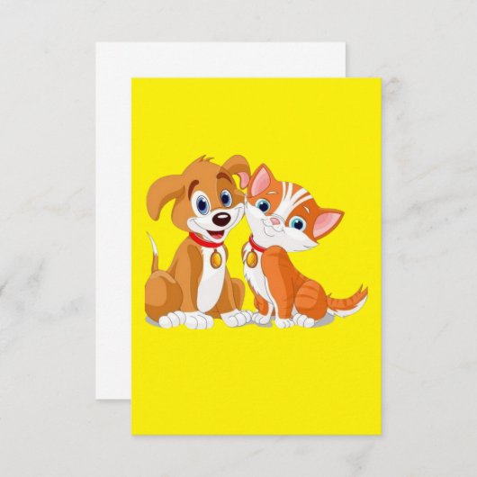 MAKOM ART- Cute dog met kattenafbeelding Dank u we Bedankkaart (Voorkant / Achterkant)