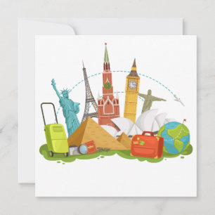MAKOM- Toerist World Travel Cartoon Feestdagenkaart