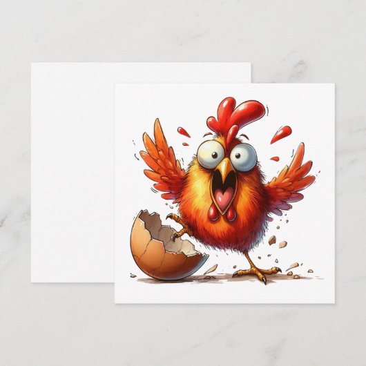 MAKOM- Waterverf Chicken Clipart Feestdagenkaart (Voorkant / Achterkant)