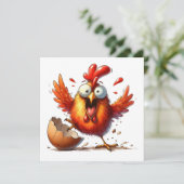 MAKOM- Waterverf Chicken Clipart Feestdagenkaart (Staand voorkant)