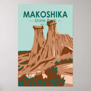 Makoshika State Park Montana Retro Poster