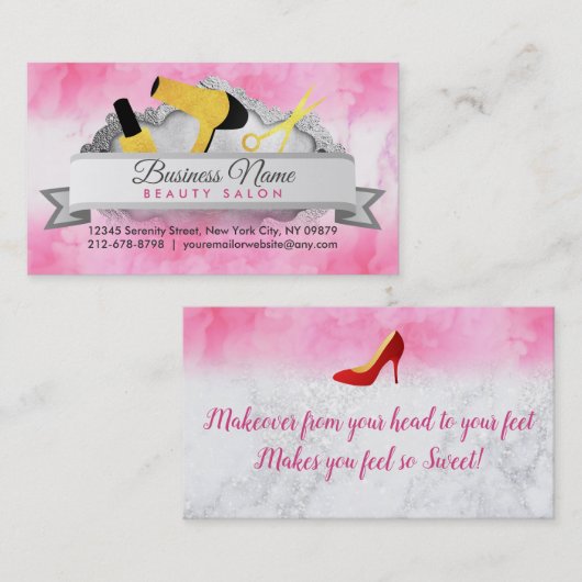 Makover Stylist Salon Slogans Visitekaartjes (Voorkant / Achterkant)