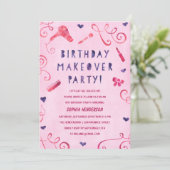 Makoverparty | Dagen van roze en Paarse meisjes Kaart (Staand voorkant)