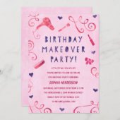 Makoverparty | Dagen van roze en Paarse meisjes Kaart (Voorkant / Achterkant)