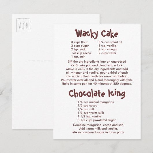 Makreel- en chocoladerecepten briefkaart (Voorkant / Achterkant)