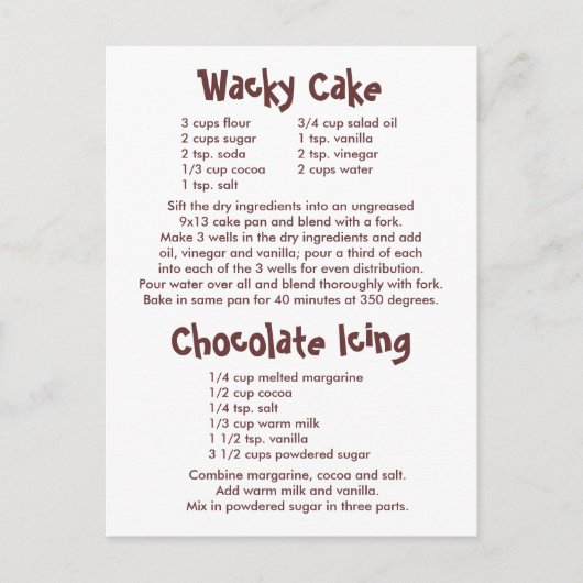 Makreel- en chocoladerecepten briefkaart (Voorkant)