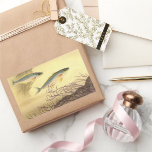 Makreel in de Oceaan, Vintage Japonisme Kunst Rechthoekige Sticker