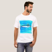 Makreelvis waterverf oceaan onder het zee t-shirt (Voorkant volledig)