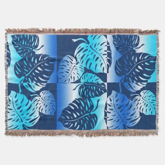 Makua Monstera Hawaiian Striped Blend Blankets Deken (Voorkant)