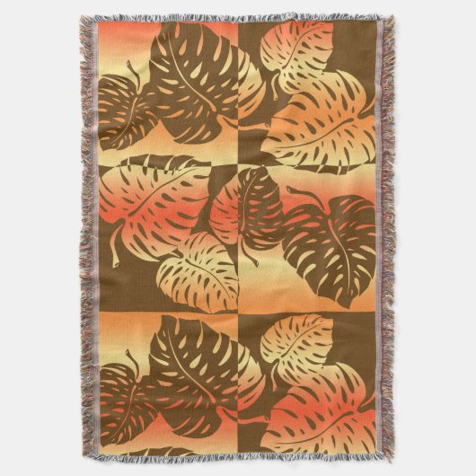 Makua Monstera Hawaiian Striped Blend Blankets Deken (Voorkant Verticaal)