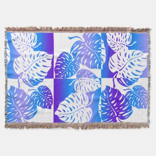 Makua Monstera Hawaiian Striped Blend Blankets Deken (Voorkant)