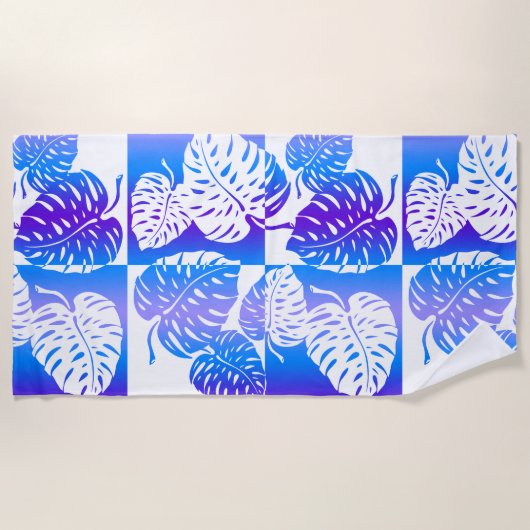 Makua Monstera Tropical Hawaiian Paars Blend Strandlaken (Voorkant)