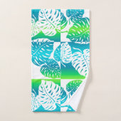 Makua Monstera Tropical Hawaiian Striped Blend Bad Handdoek (Handdoek)