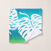 Makua Monstera Tropical Hawaiian Striped Blend Bad Handdoek (Wasdoekje)