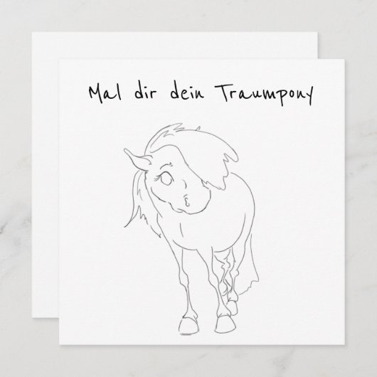 Mal dir dein Traumpony, lustige Pferde- Karte Feestdagenkaart (Voorkant / Achterkant)