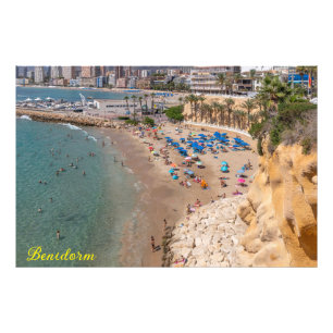 Mal Pas Beach, Benidorm, Costa Blanca, Spanje Foto Afdruk