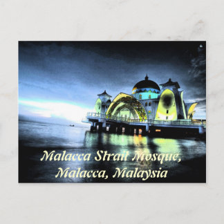 Malacca Strait Mosque, Malacca, Maleisië Briefkaart