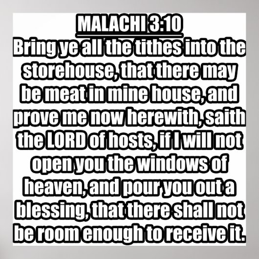 Malachi 3:10 KJV Bijbel Verse Poster (Voorkant)