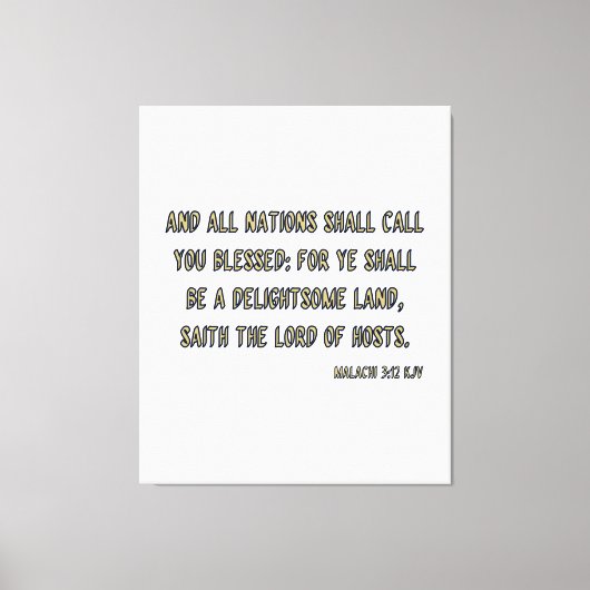 Malachi 3:12 Bijbelverse KJV Wall Art Canvas Afdruk (Voorkant)