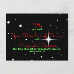 Malachi Bijbel versum Tithe en ik zullen het opene Briefkaart