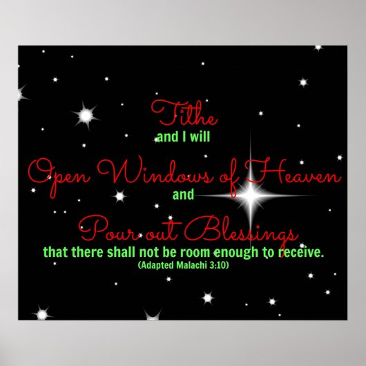 Malachi Bijbel versum Tithe en ik zullen het opene Poster (Voorkant)