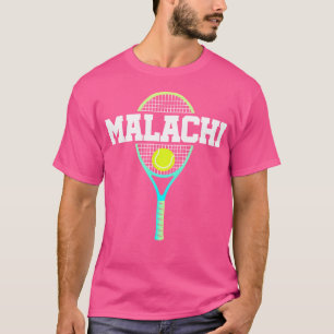 Malachi Name Tennis Player boys Ball and Racket Sp T-shirt