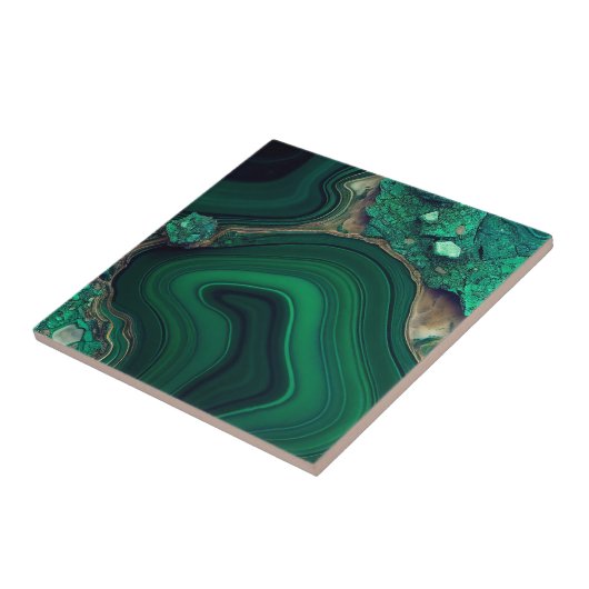Malachiet Cu6CO3(OH)2 Tegeltje (Zijkant)