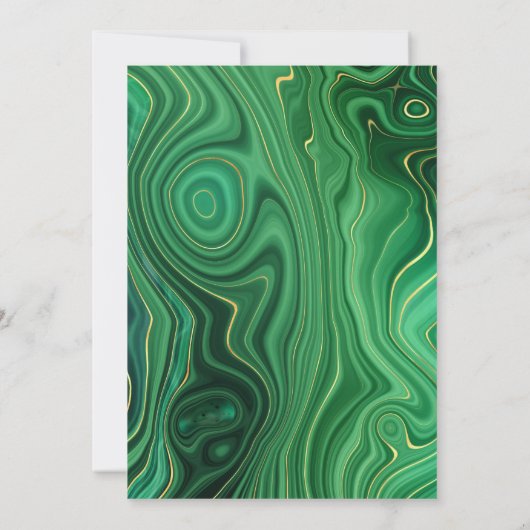 Malachiet en goud agaat verkleinde gastenlijst aankondiging (Achterkant)