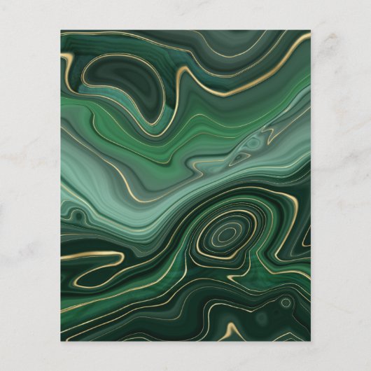 Malachiet en Gouden Strata Agaat Bruiloft Uitnodig Flyer (Achterkant)