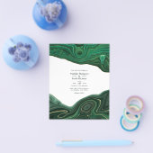 Malachiet en Gouden Strata Agaat Bruiloft Uitnodig Flyer (Enkel)