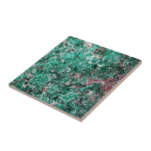 Malachiet en koper tegeltje (Zijkant)