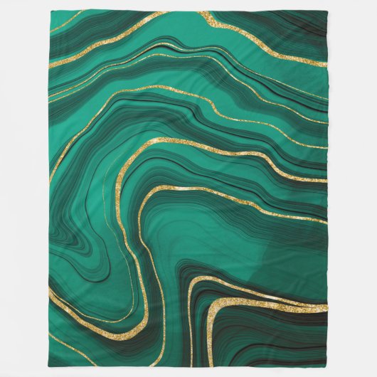 Malachiet groen goud marmer fleece deken (Voorkant)