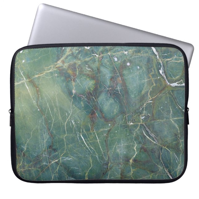 Malachiet groen marmer gedetailleerde textuur laptop sleeve (Voorkant)