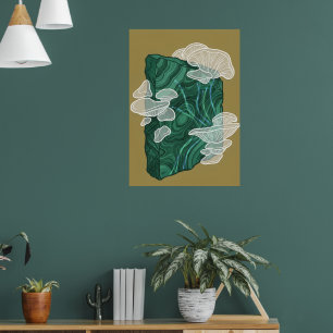 Malachiet Kristal Paddenstoel Fine Art Poster Bo