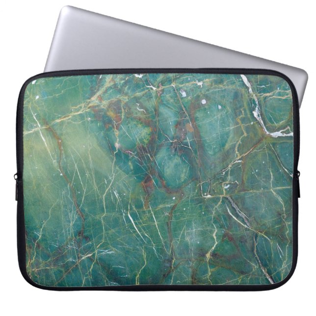 Malachietgroene marmertextuur, detailstructuur van laptop sleeve (Voorkant)